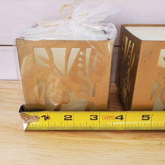 Butterfly Gold Metal Candle Holders White Unscented Candles VTG 1990s Set Of 2 - Picture 5 of 11